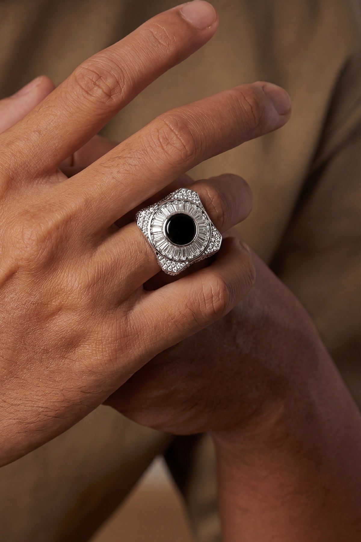 FULMEN 925 Ayar Gümüş Zirkon Taşlı Gümüş Renk Erkek Yüzük FMG1008-A