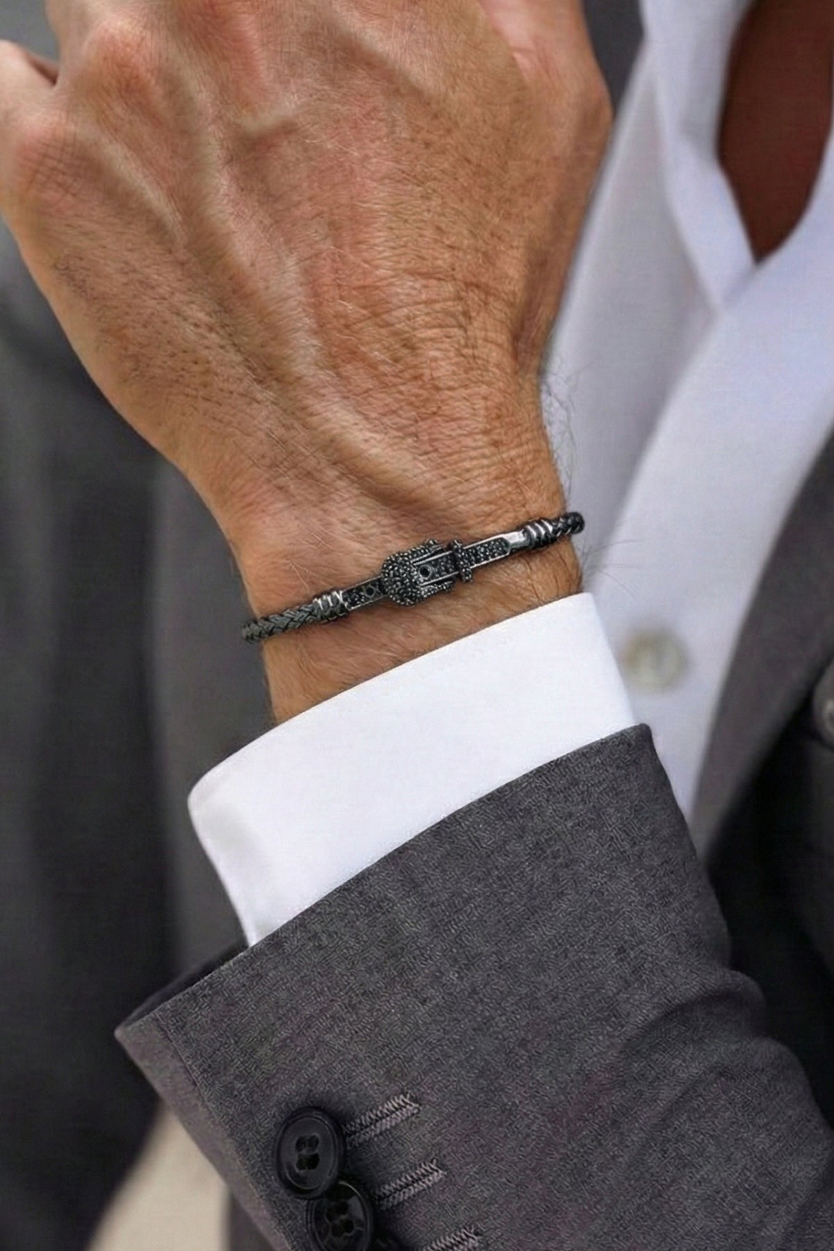 FULMEN 925 Ayar Gümüş İtalyan Model Füme Renk Erkek Bileklik FM1002-B