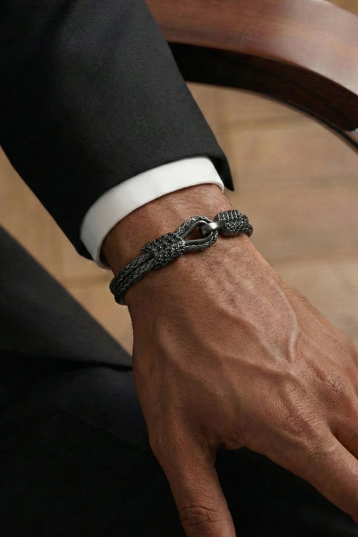 FULMEN 925 Ayar Gümüş İtalyan Model Füme Renk Erkek Bileklik FM1003-B